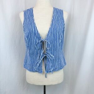 Le Lis Blue and White Striped Tie-Front Top